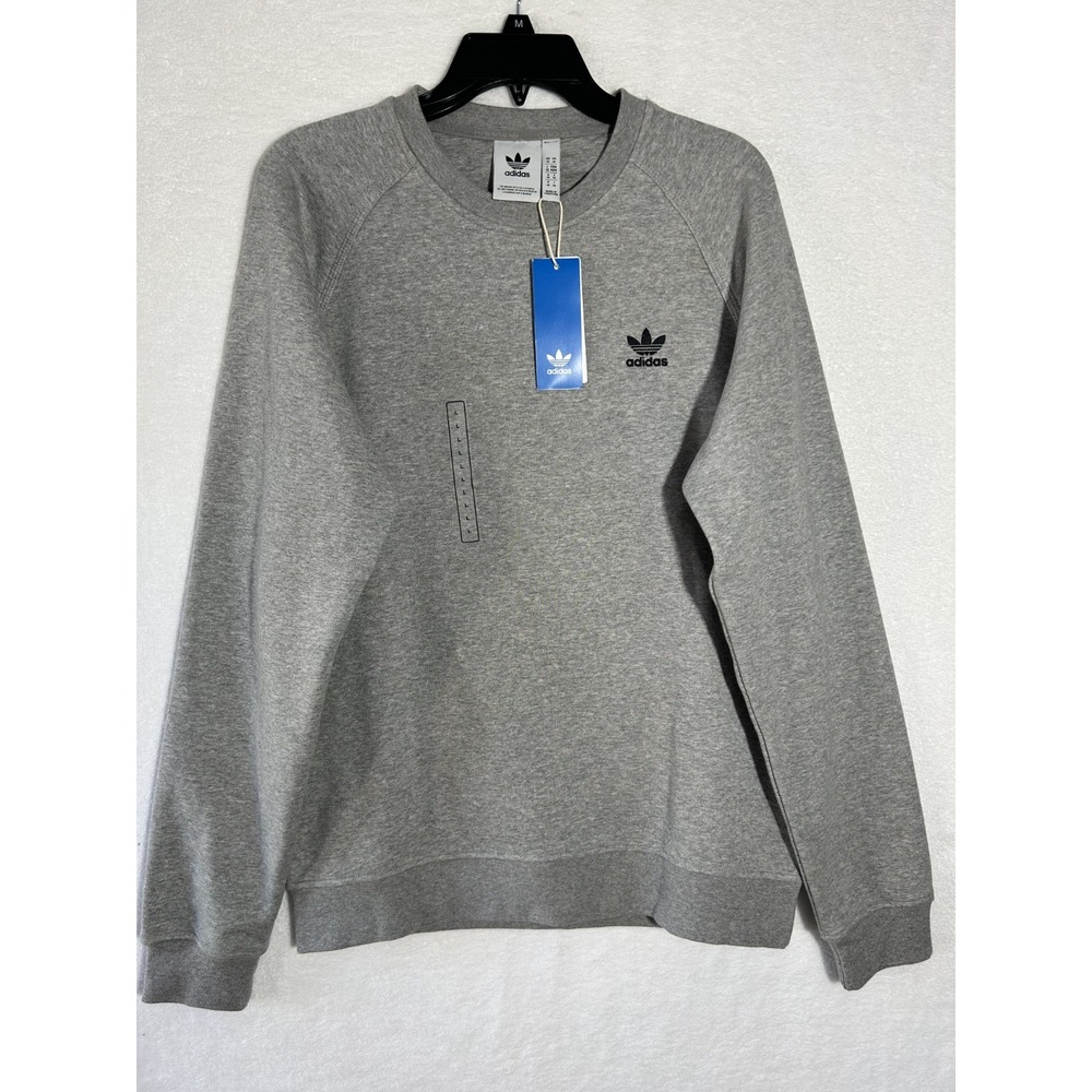 Adidas Mens Size M Gray Essentials Long Sleeve Crew Sweatshirt